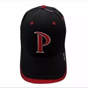 P Logo Cap Hat Black Red Embroidered Adjustable Unisex Pacific Headwear EUC